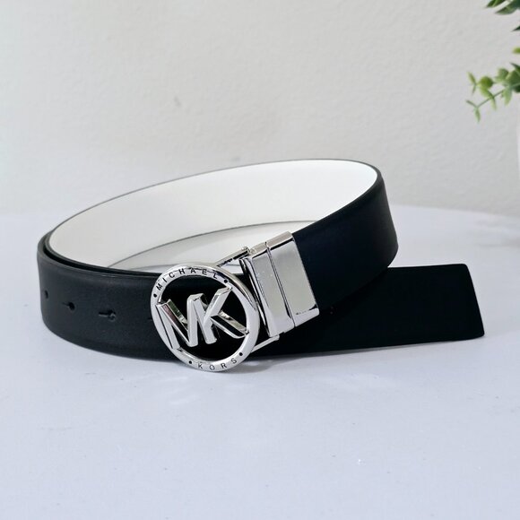NWT MICHAEL Michael Kors Leather Reversible Belt Black White Size XL - Picture 1 of 6